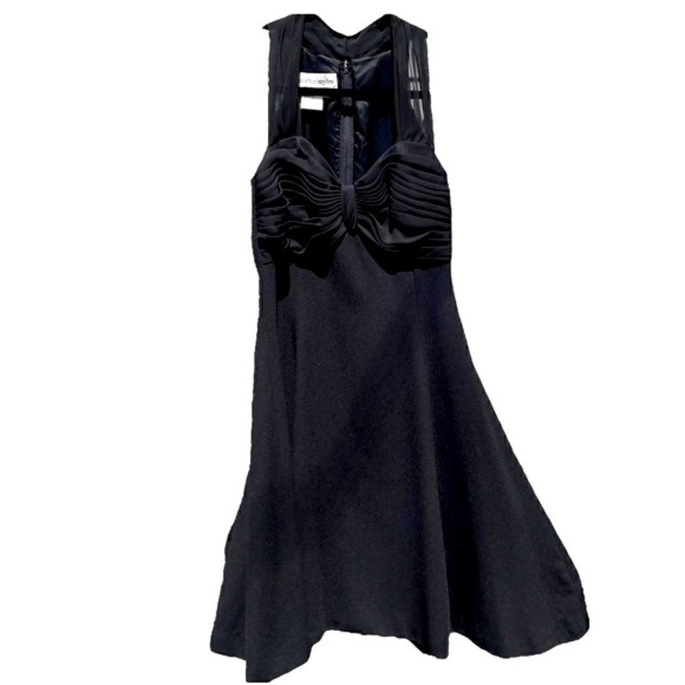 Morton Myles For The Warrens Dress Midi Black Silk Cocktail Vintage Women 4